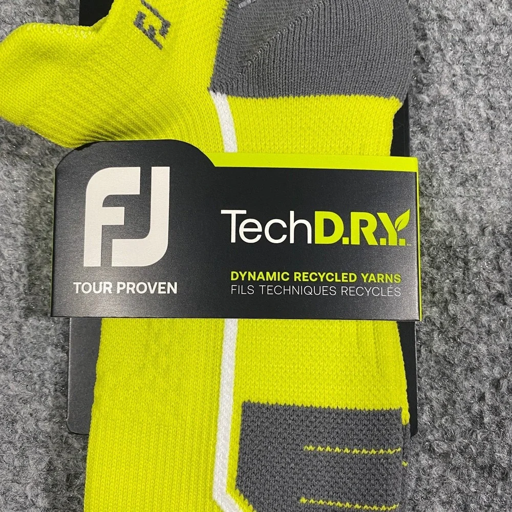 6 Pairs FootJoy Tech D.R.Y. Roll Tab Golf Socks Mens US 7-12 Green Compression